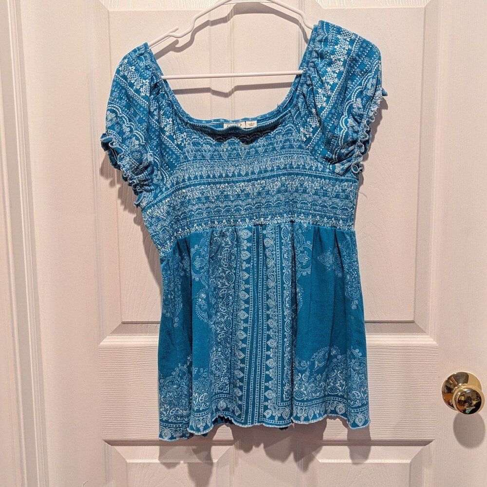 Cato Size Large Blue & White Blouse